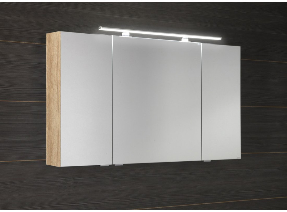 Sapho MIRRÓ galerka s LED osvětlením, 3x dvířka, 120x70x16cm, dub alabama MC121-0022