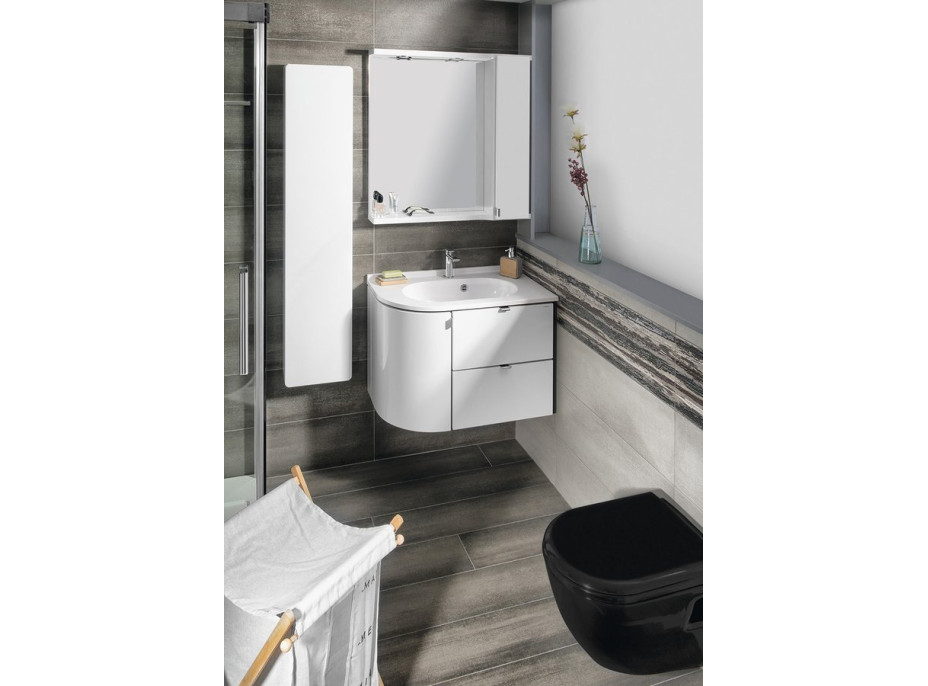 Sapho PULSE galerka s LED osvětlením, 75x80x17cm, pravá, bílá/antracit PU078-3034
