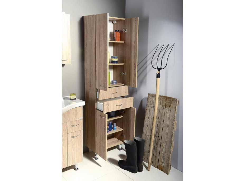 Aqualine ZOJA/KERAMIA FRESH skříňka vysoká se zásuvkami 50x184x29cm, dub platin 51296