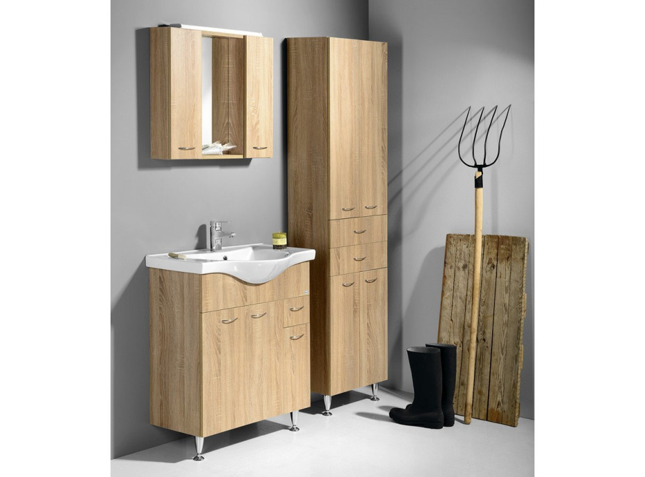 Aqualine KERAMIA FRESH umyvadlová skříňka 74, 5x74x34, 7cm, dub platin 50083