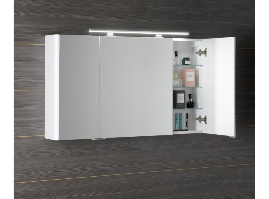 Sapho LUCIE galerka s LED osvětlením, 126x70x17cm, bílá LU125-0030
