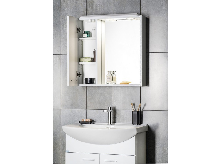 Aqualine ZOJA/KERAMIA FRESH galerka s LED osvětlením, 60x60x14cm, levá, bílá 45021