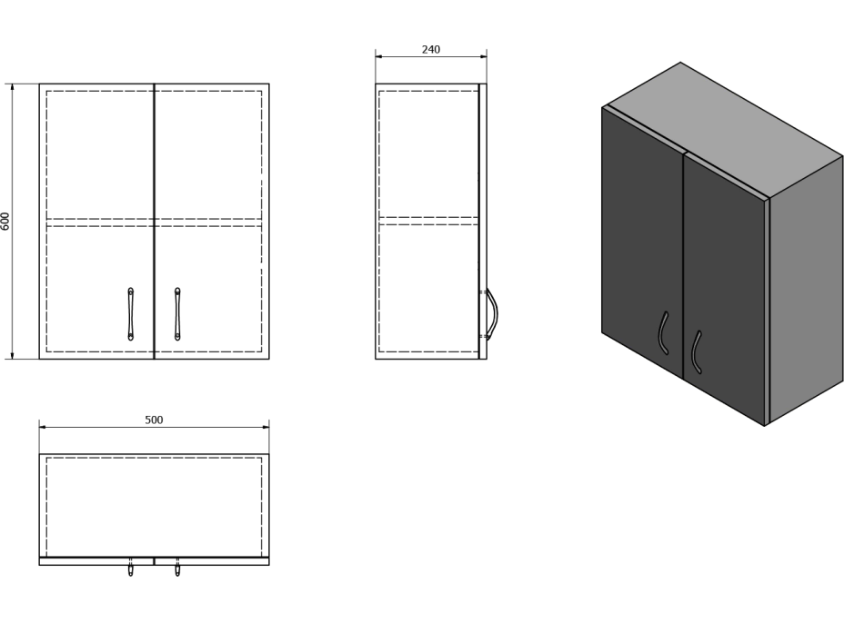 Aqualine SIMPLEX ECO závěsná skříňka 50x60x24cm SIME530