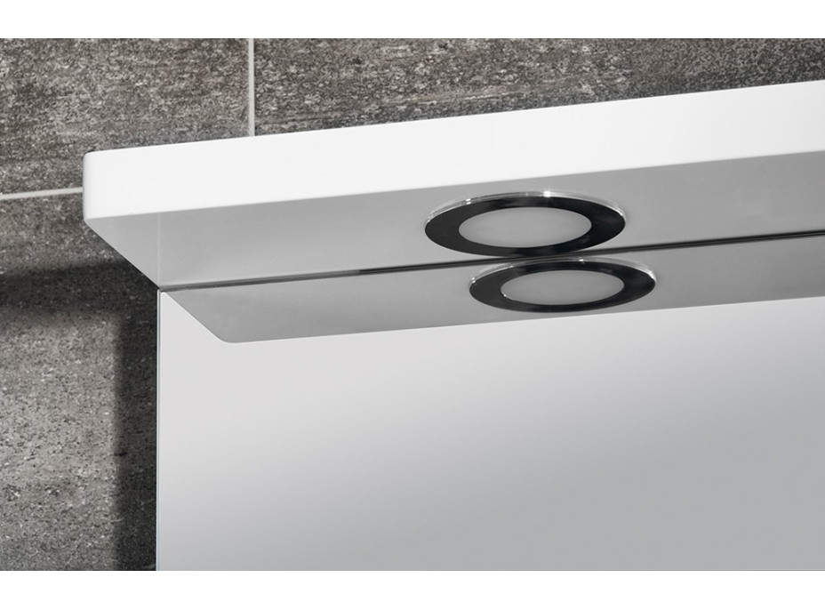 Sapho PULSE galerka s LED osvětlením, 75x80x17cm, pravá, bílá/antracit PU078-3034