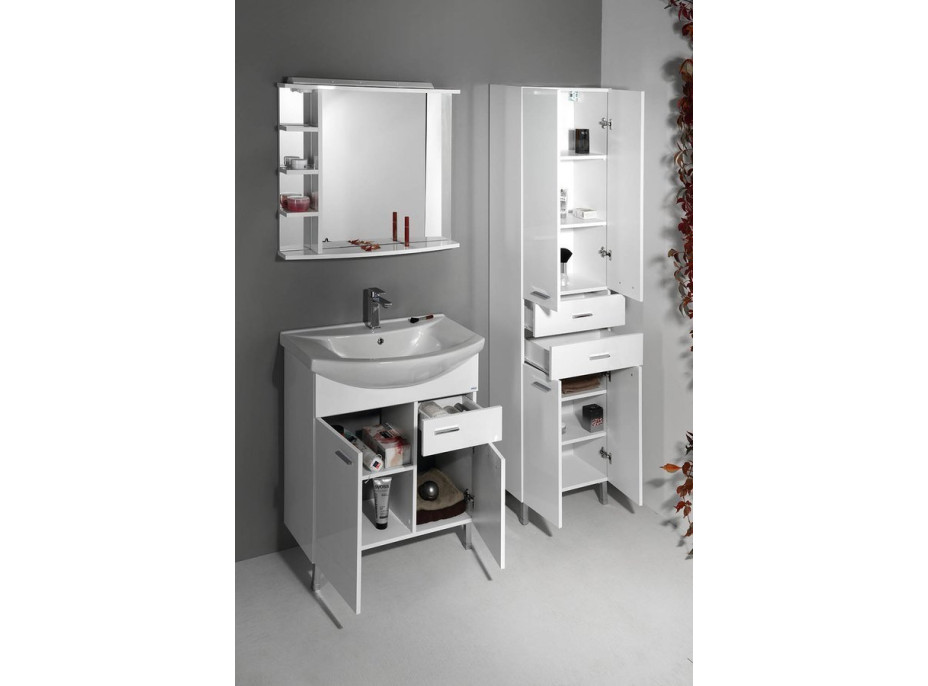 Aqualine ZOJA/KERAMIA FRESH skříňka vysoká se zásuvkami 50x184x29cm, bílá 51291