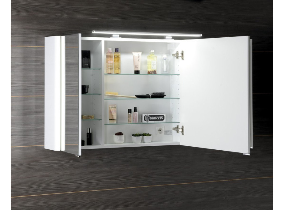 Sapho LUCIE galerka s LED osvětlením, 126x70x17cm, bílá LU125-0030