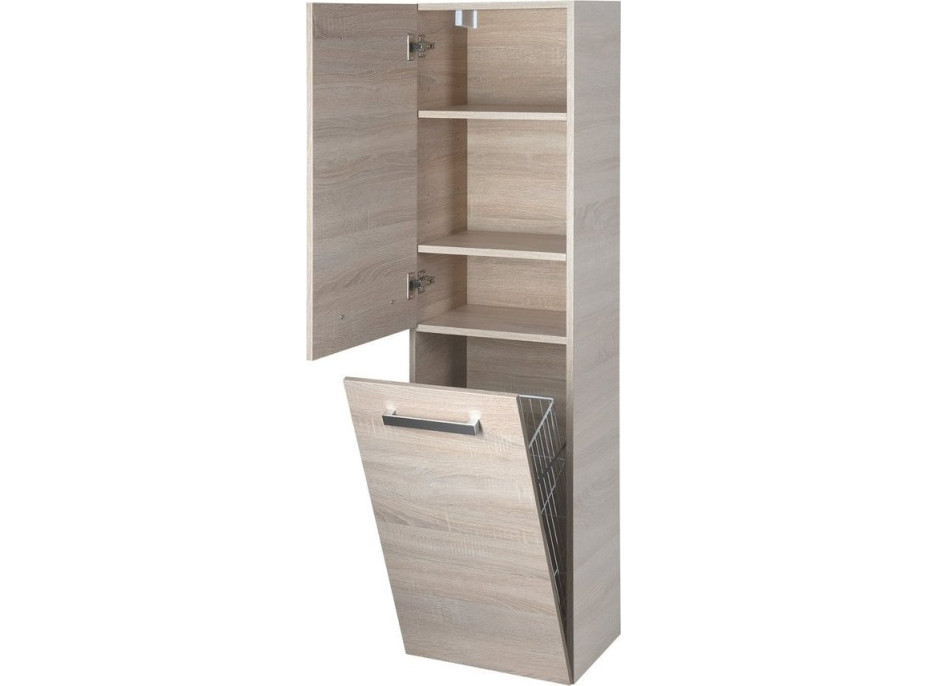 Aqualine VEGA skříňka vysoká s košem, 40x150x31cm, dub platin VG960