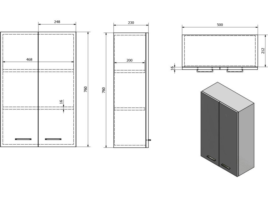 Aqualine ZOJA/KERAMIA FRESH skříňka horní 50x76x23cm, bílá 51302