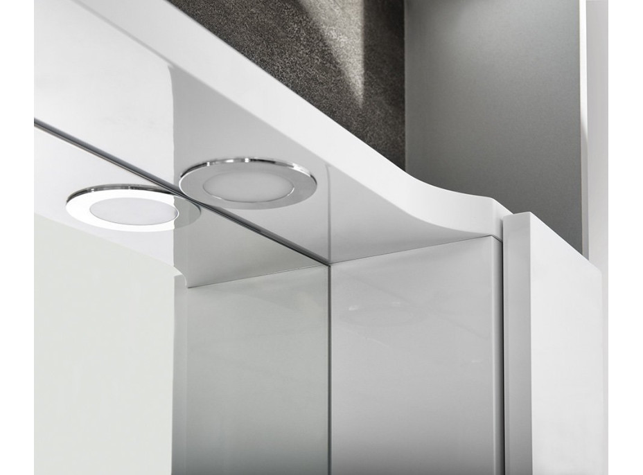 Sapho PULSE galerka s LED osvětlením, 75x80x17cm, pravá, bílá/antracit PU078-3034