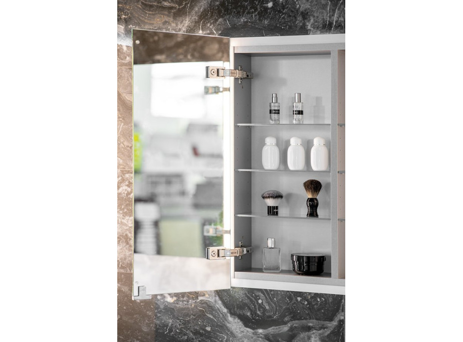 Sapho INTEGRA zápustná galerka s LED osvětlením, 65x70cm, levá/pravá IN065