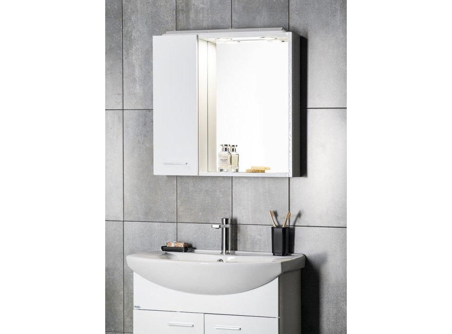Aqualine ZOJA/KERAMIA FRESH galerka s LED osvětlením, 60x60x14cm, levá, bílá 45021