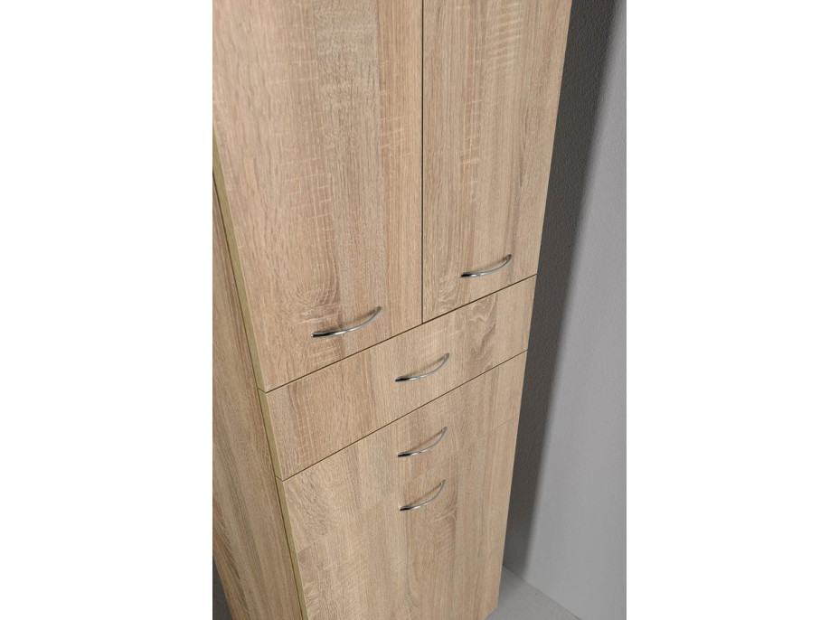 Aqualine ZOJA/KERAMIA FRESH skříňka vysoká s košem 50x184x29cm, dub platin 51295