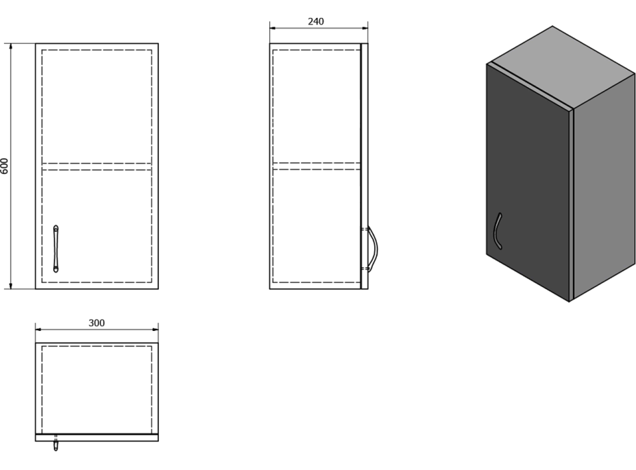 Aqualine SIMPLEX ECO závěsná skříňka 30x60x24cm SIME330