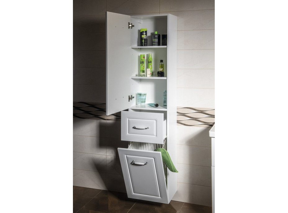 Aqualine FAVOLO vysoká skříňka košem 40x184x31cm, bílá mat FV180