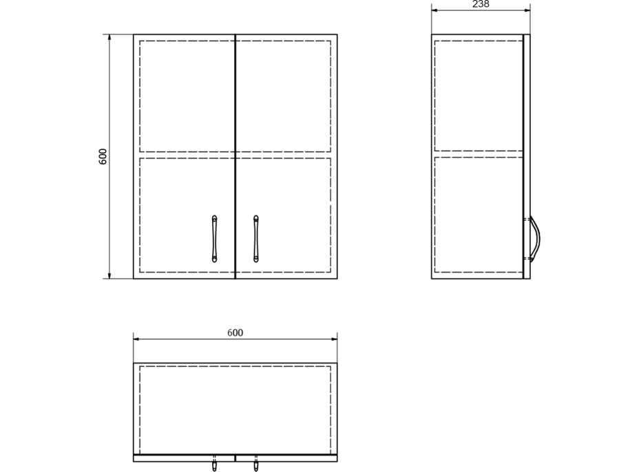 Aqualine SIMPLEX ECO závěsná skříňka 60x60x24cm SIME535