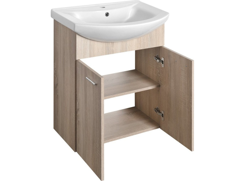 Aqualine ZOJA umyvadlová skříňka 61, 5x74x32, 5cm, dub platin, 2x dvířka 51163