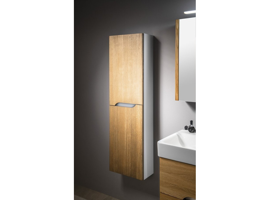 Sapho MEDIENA skříňka vysoká 35x140x30cm, 2x dvířka, levá/pravá, bílá mat/dub natural MD352