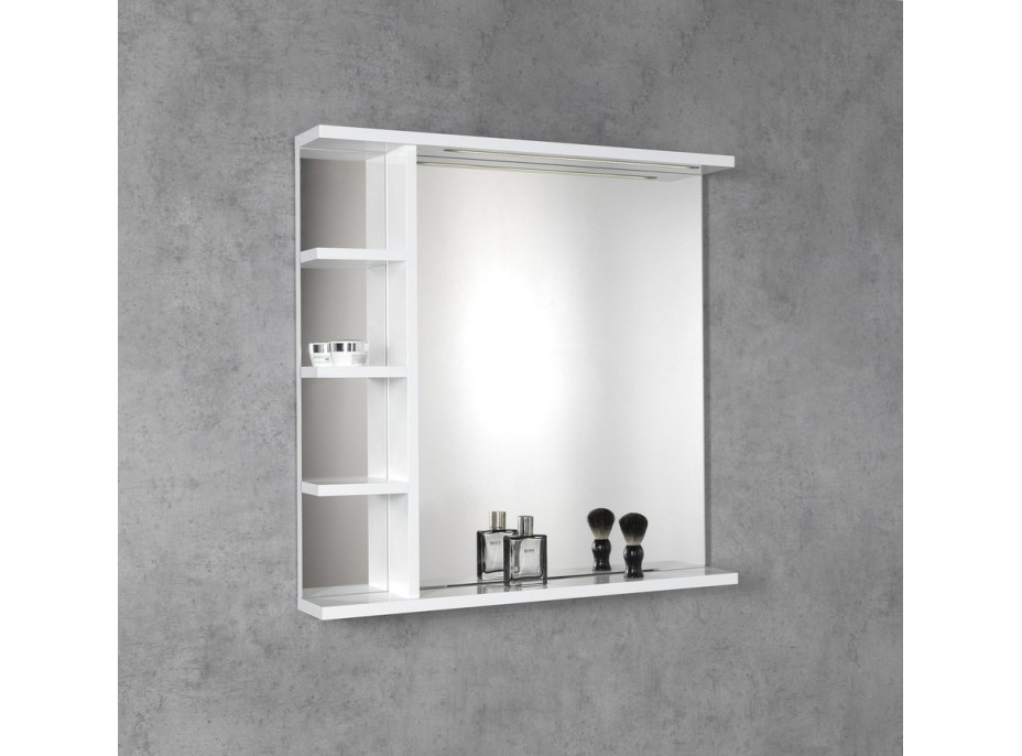 Aqualine KORIN zrcadlo s LED osvětlením a policemi 70x70x12cm KO360S