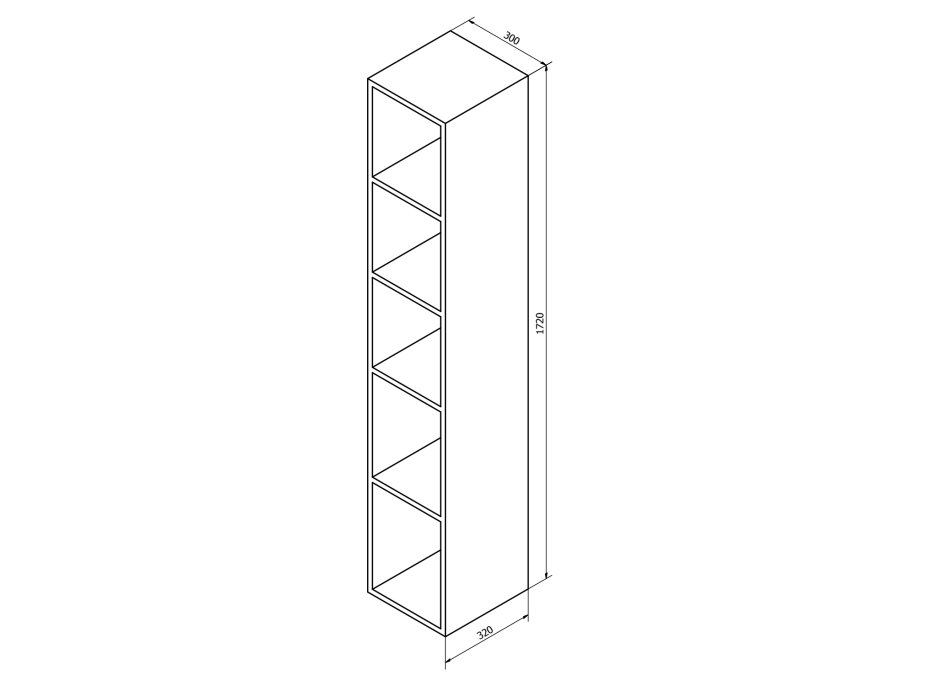 Sapho ESPACE otevřená policová skříňka 30x172x32cm, bílá ESC160-3030