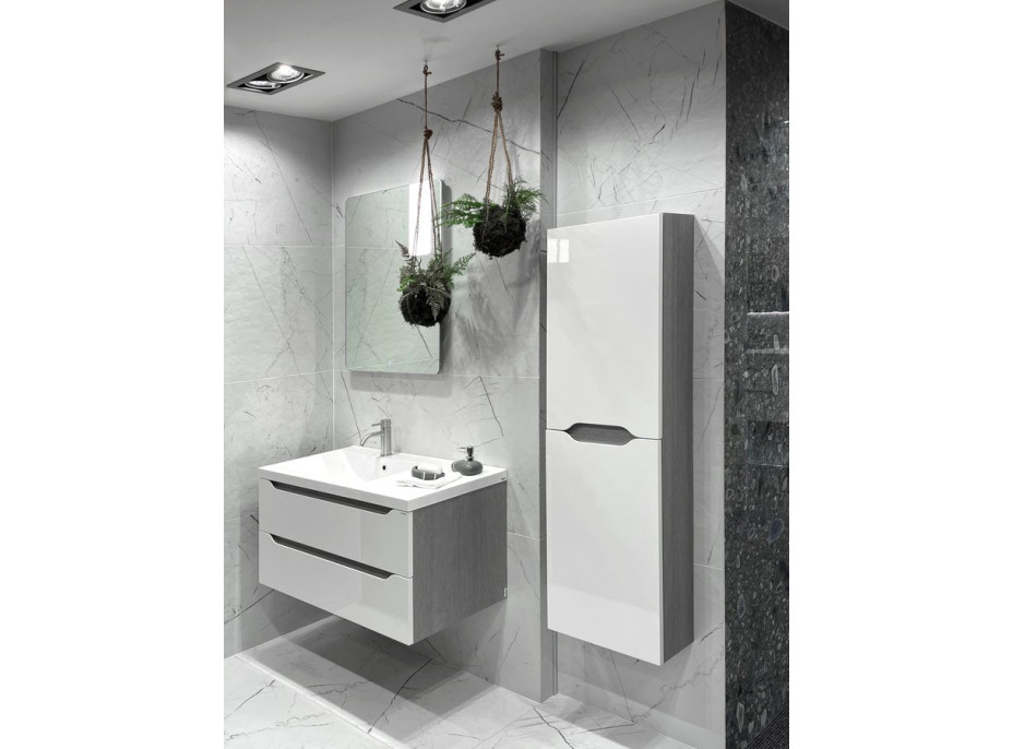 Sapho WAVE skříňka vysoká 40x140x20cm, levá/pravá, bílá/dub stříbrný WA250-3011