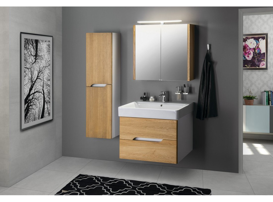 Sapho MEDIENA skříňka vysoká 35x140x30cm, 2x dvířka, levá/pravá, bílá mat/dub natural MD352