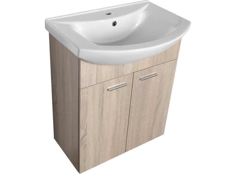 Aqualine ZOJA umyvadlová skříňka 61, 5x74x32, 5cm, dub platin, 2x dvířka 51163