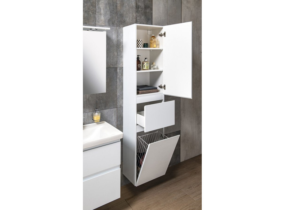 Aqualine ALTAIR vysoká skříňka s košem 40x184x31cm, pravá, bílá AI185R
