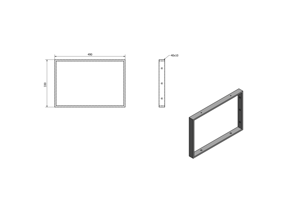 Sapho Podpěrná konzole 490x330x40mm, lakovaná ocel, bílá mat, 1 ks 30371