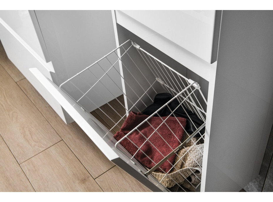 Aqualine ALTAIR vysoká skříňka s košem 40x184x31cm, pravá, bílá AI185R