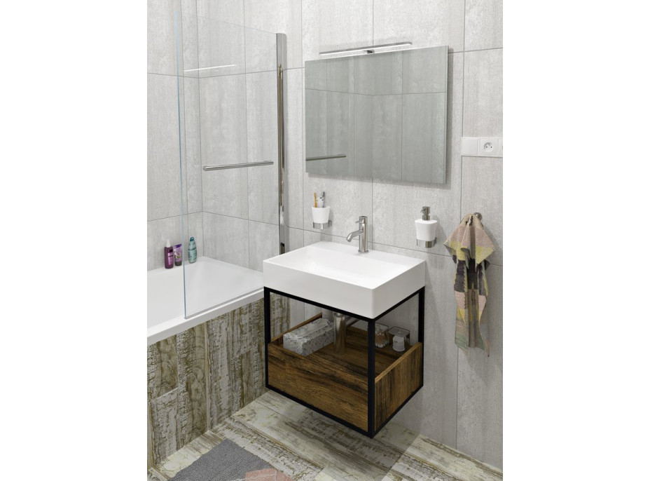 Sapho SKARA umyvadlová skříňka 59x49, 5x46, 5cm, černá mat/dub Collingwood CG002-1919