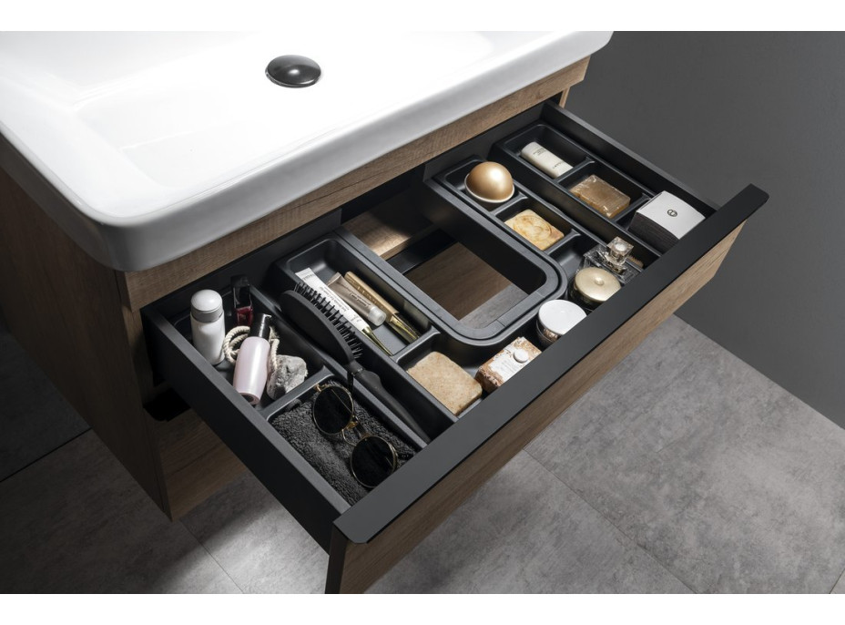 Sapho LINDO boční organizér, sada 2ks, 114x323mm, plast, antracit LD002