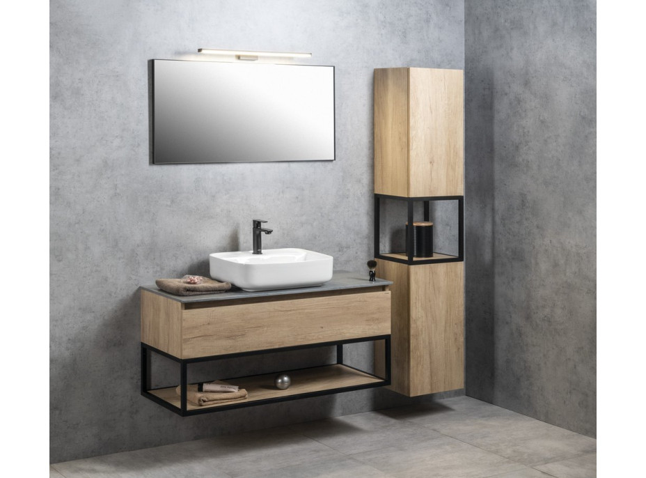 Sapho SKARA skříňka 35x171x32cm, 2x dvířka, levá/pravá, černá mat/dub Alabama CG010-2222