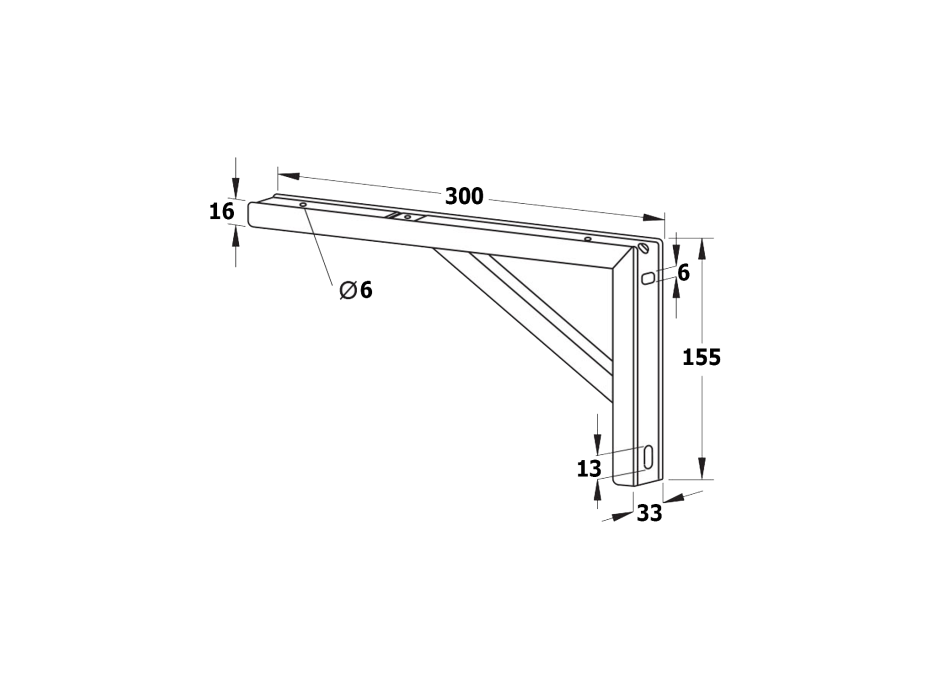 Sapho Podpěrná konzole 305x160x32mm, pozinkovaná ocel, 1 ks 30386