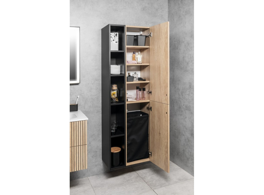 Sapho Prádelní koš do skříně 310x570x230mm, suchý zip, černá UPE600B