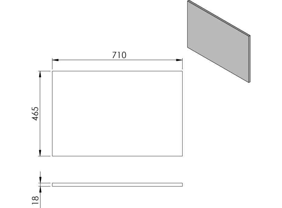 Sapho CIRASA deska DTDL 71x1, 8x46, 5cm, dub stříbrný CR071-1111