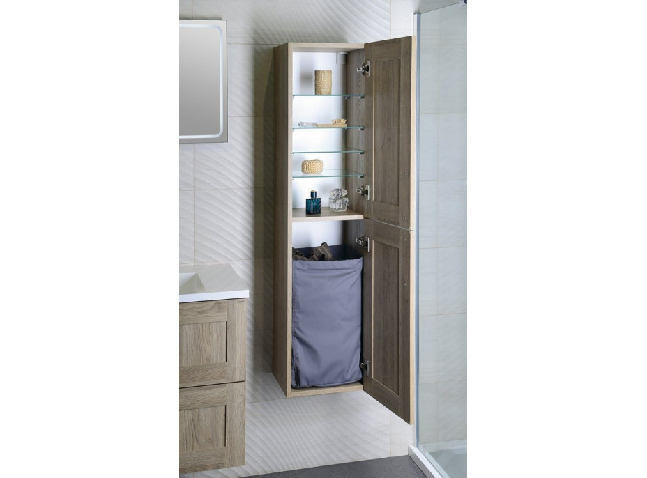 Sapho Prádelní koš do skříně 310x500x230mm, suchý zip, šedá UPK350