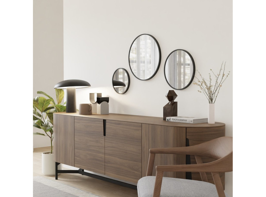 Sapho NOTION SLIM kulaté zrcadlo v rámu ø 50cm, černá mat NT500