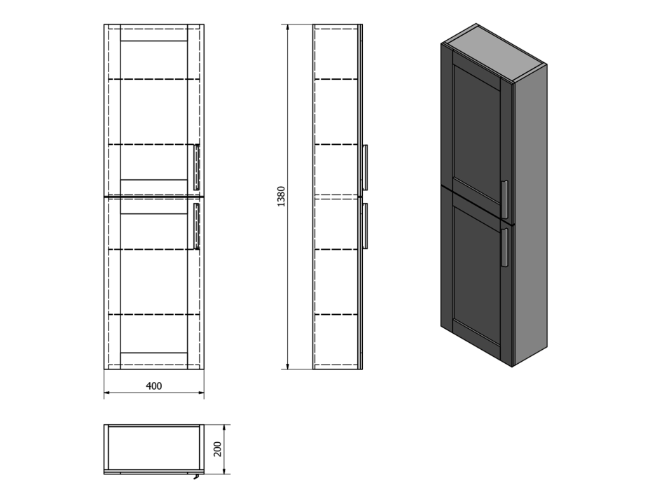 Sapho AMIA skříňka vysoká 40x140x20cm, levá/pravá, dub Collingwood AM030-1919