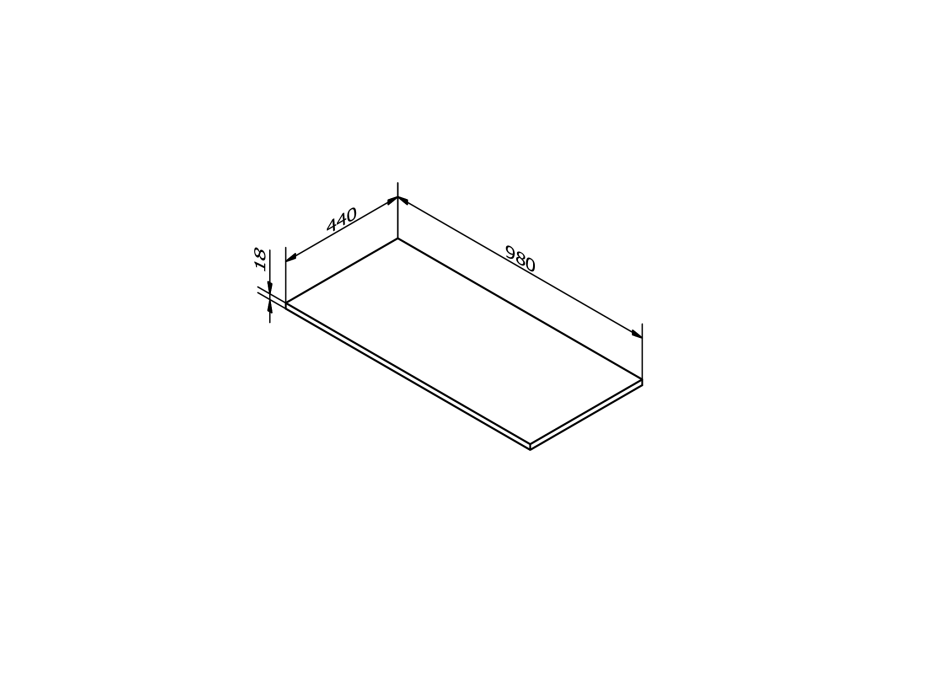 Sapho Deska DTDL 980x18x440mm, dub alabama DT098-2222