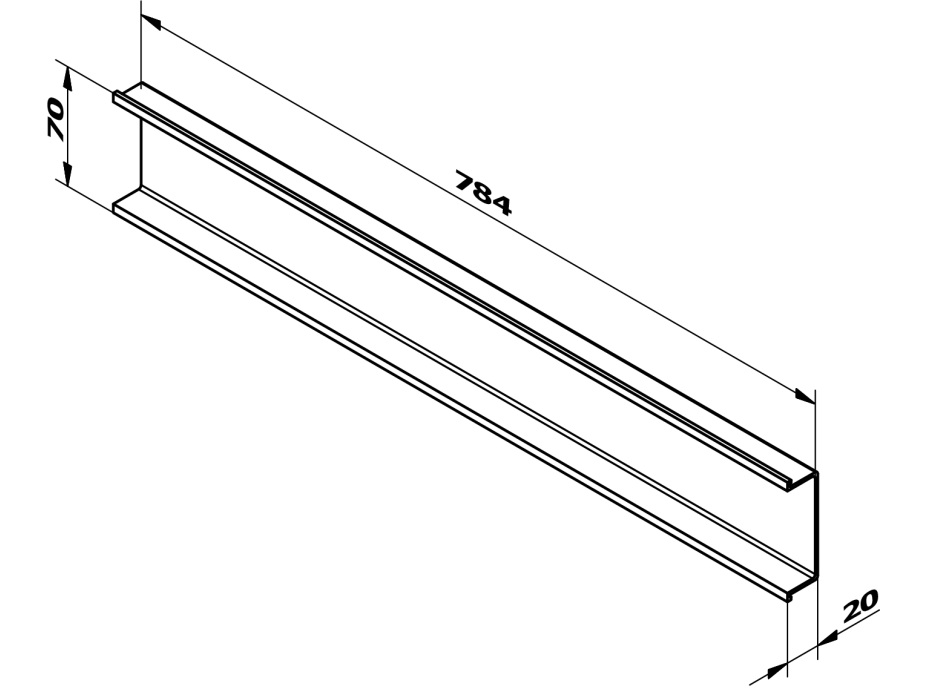 Sapho CHANEL dekorační lišta mezi zásuvky 784x70x20 mm, bílá mat DT803