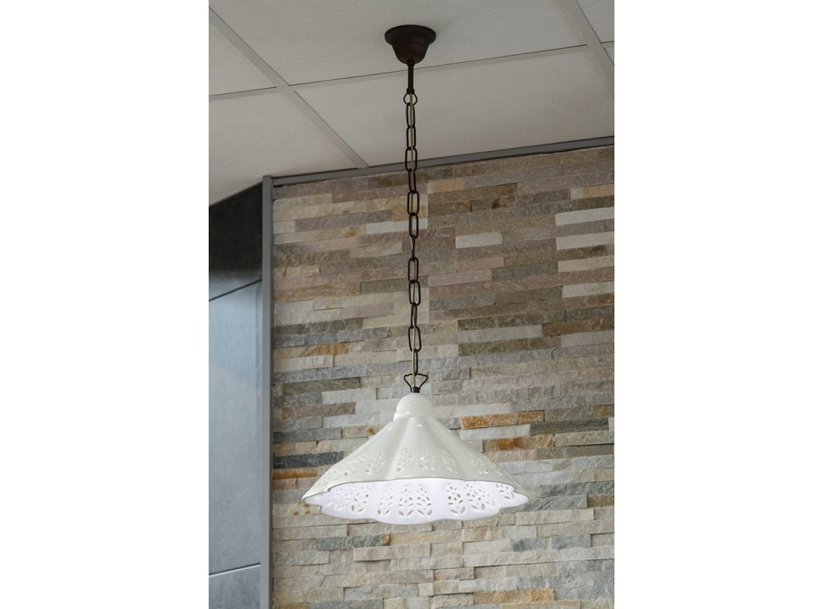 Sapho LAMPEDUSA závěsné svítidlo E27, 60W, 230V, keramické stínítko, mosazný řetěz MC011C