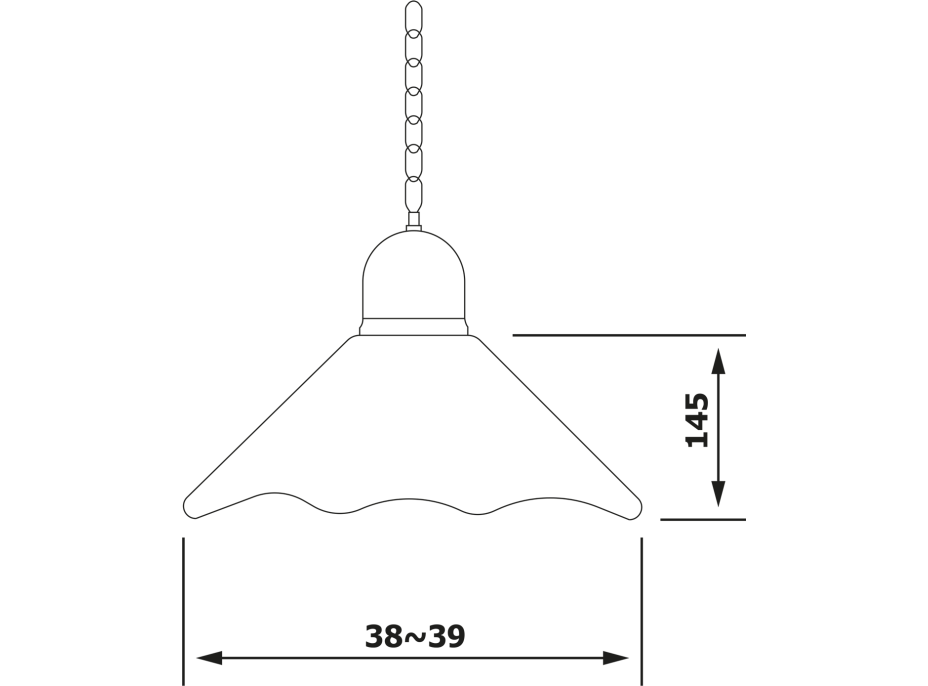 Sapho LAMPEDUSA závěsné svítidlo E27, 60W, 230V, keramické stínítko, mosazný řetěz MC011C