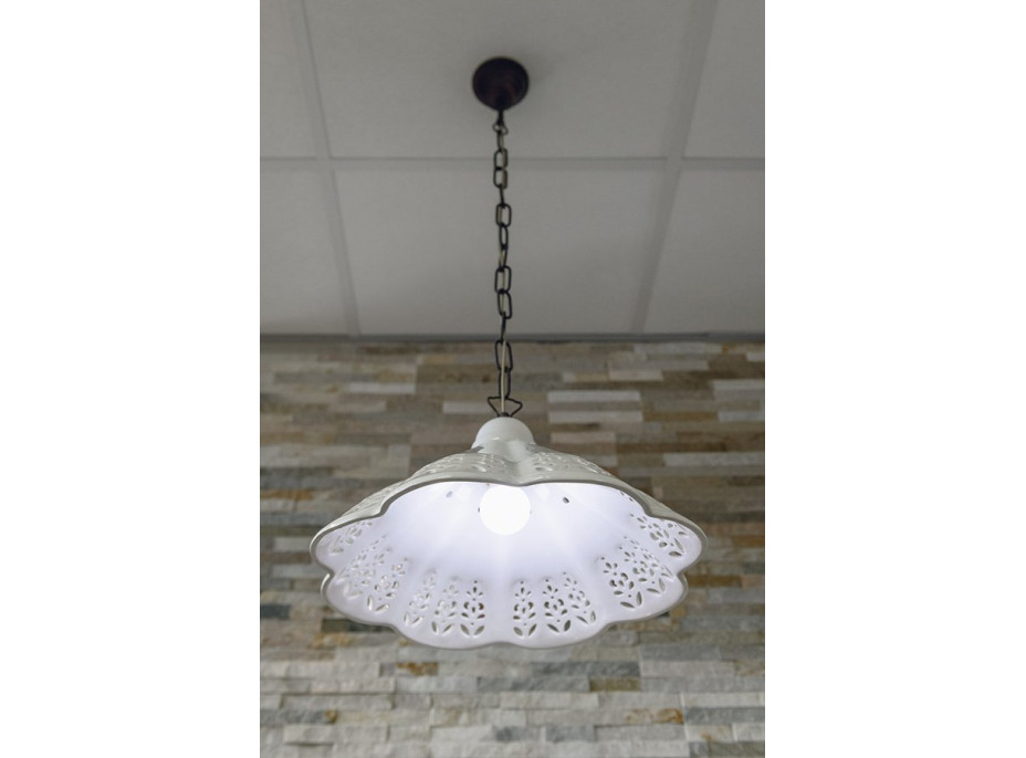Sapho LAMPEDUSA závěsné svítidlo E27, 60W, 230V, keramické stínítko, mosazný řetěz MC011C