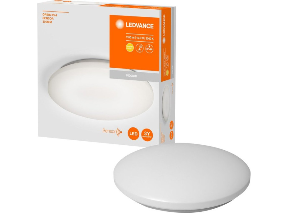 LEDVANCE ORBIS koupelnové stropní svítidlo, průměr 300mm, senzor, 1100lm, 16W, IP44 AC36060002M