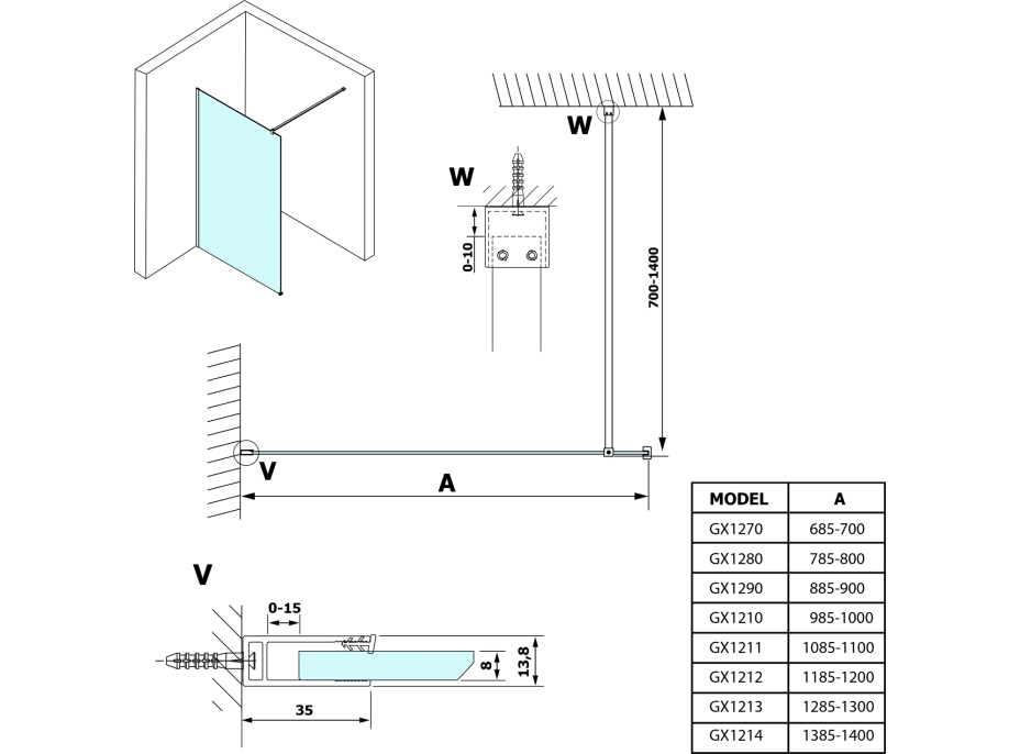 Gelco VARIO čiré sklo 900x2000mm GX1290