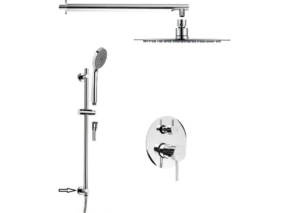 Sapho RHAPSODY podomítkový sprchový set s pákovou baterií, 2 výstupy, posuvný držák sprchy s vyústěním, chrom 5583Q-03