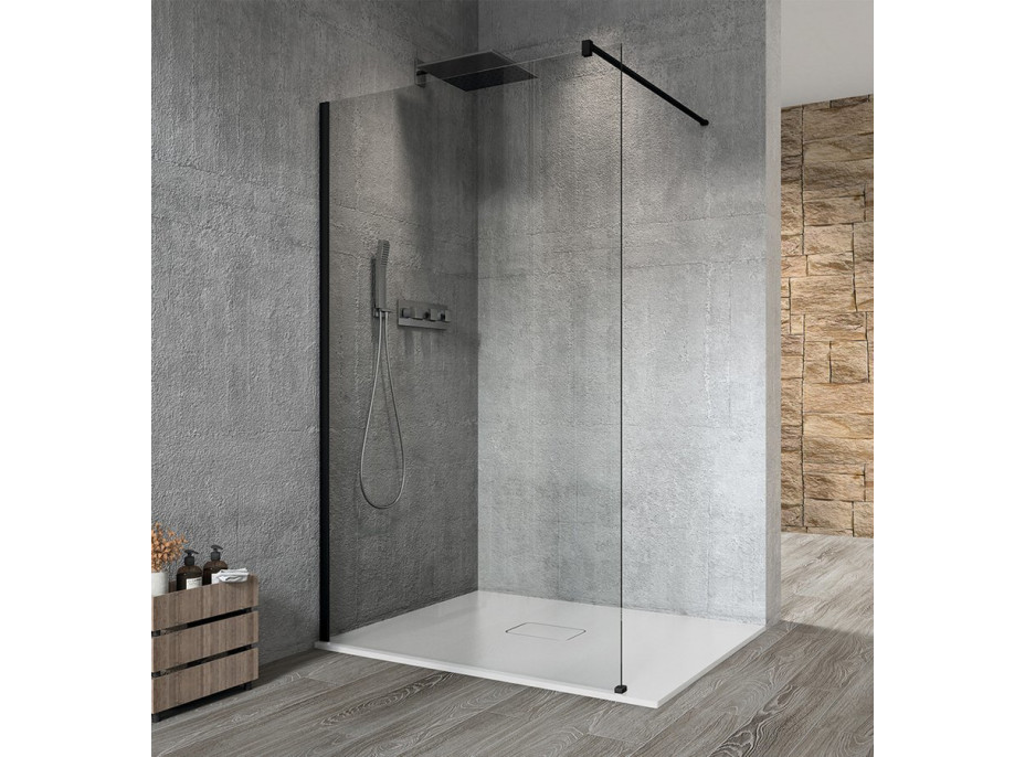 Gelco VARIO BLACK jednodílná sprchová zástěna k instalaci ke stěně, čiré sklo, 700 mm GX1270GX1014