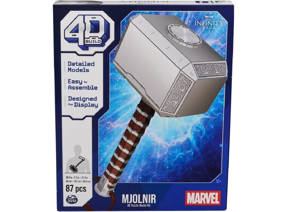 4D BUILD 3D Puzzle Marvel: Thórovo kladivo 87 dílků