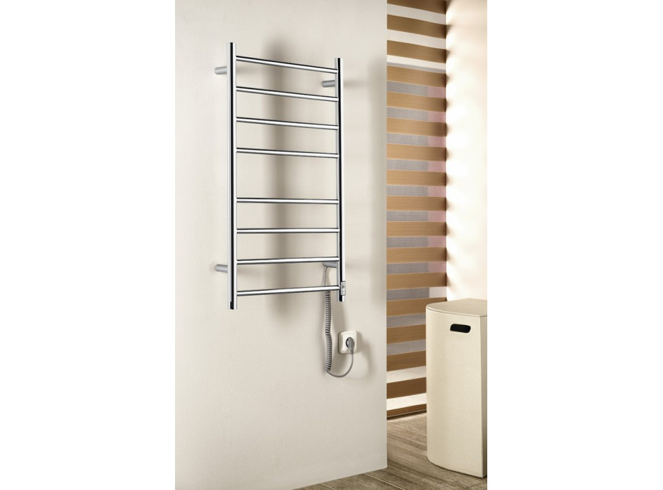 Sapho REDONDO elektrický sušák ručníků s časovačem, kulatý, 500x900 mm, 75 W, nerez lesk ER220T