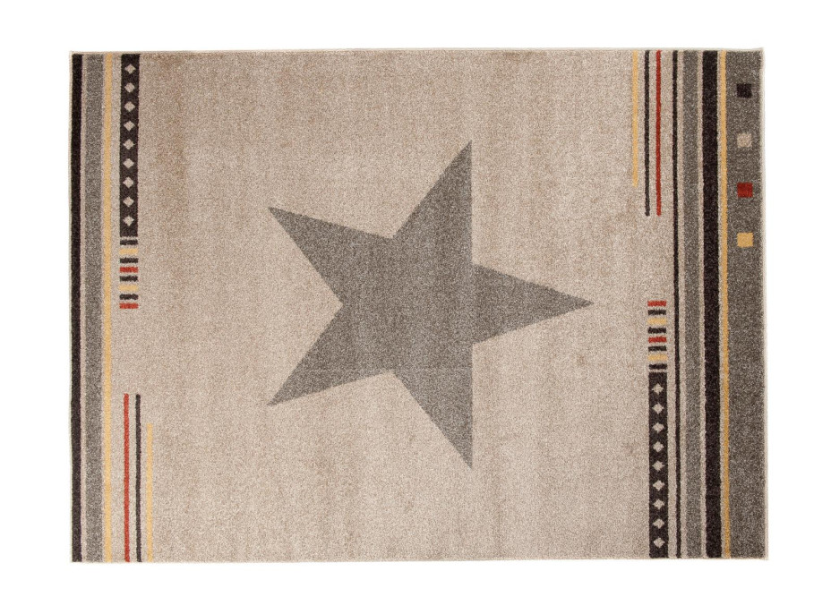 Moderní kusový koberec MAROKO - CENTER STAR béžový L916B - 120x170 cm